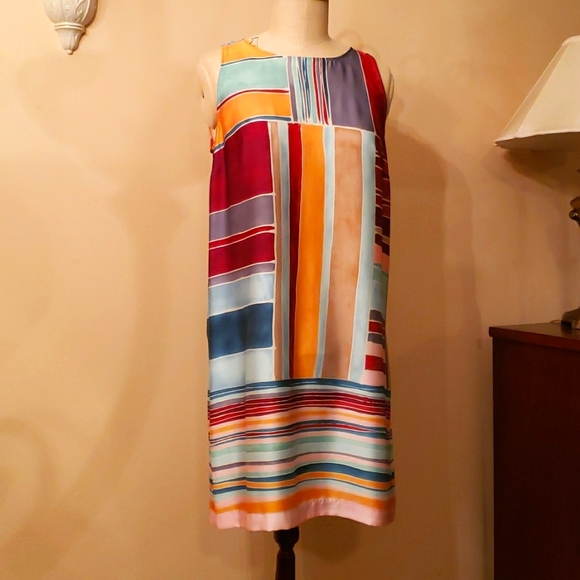 LOFT Petites Color Block Shift Dress Size Petite Medium - Picture 1 of 4